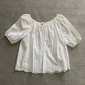 Off the shoulder, white eyelet top
